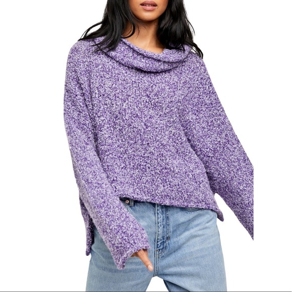 Free People Sweaters - NWT Free People Grape Hyacinth BFF Cowl Neck Knit Sweater Medium